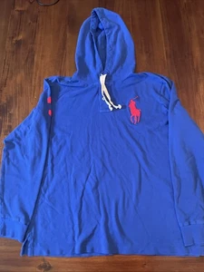 Polo Ralph Lauren Big Pony #3 Hoodie Herren Gr. Large blau leichter Pullover - Bild 1 von 7