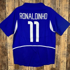 Brazil 2002 WC Away Soccer Jersey RONALDINHO #11 Nike Men’s Large - Picture 1 of 9