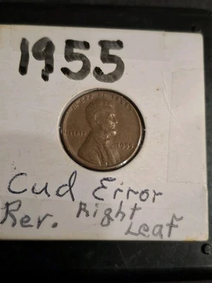 1955 lincoln cent  die chip error Reverse Right Leaf - Image 1 of 4