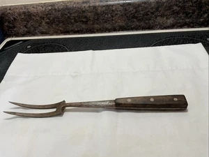 Vintage primitive strapazierfähige Fleisch Serviergabel 14 Zoll Lang - Bild 1 von 8