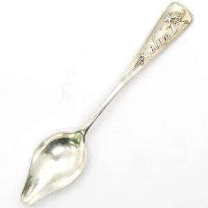 VNTG UNIQUE STERLING SILVER D.LOW SALEM WITCH M.A POINTED BOWL SOUVENIR SPOON - Picture 1 of 5
