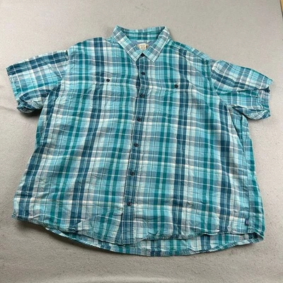 LL Bean Shirt Mens XXXL Reg Blue Plaid Linen Blend Traditional Fit Button Up - Image 1 of 4