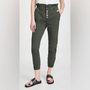 Veronica Beard Tedi Tapered High Rise Army Green Paper Bag Pants Twill 6 / 28 - Picture 1 of 12