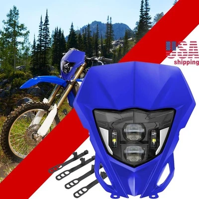 Для Yamaha WR450F WR250F 2013-2023 LED фары Hi/Lo с DRL + синий обтекатель - Изображение 1 из 4