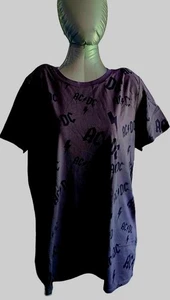 The Vinyl Icons AC/DC Spellout T-shirt Womens 2 Gray Short Sleeve - Picture 1 of 8