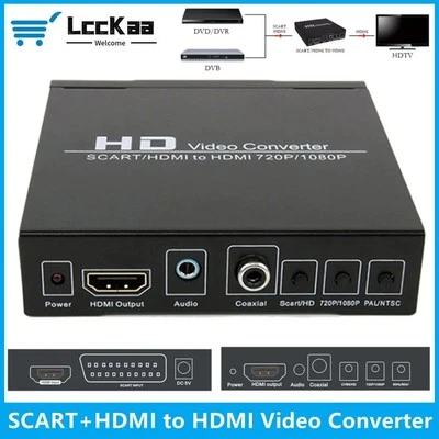 SCART HDMI to HDMI 1080P Converter Video Scart Adapter with Power Supply - Image 1 of 4