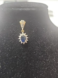 Orecchino singolo oro 14k pietre sconosciute colore zaffiro - Foto 1 di 4