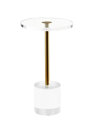 Clear Acrylic End Table,Side Table,Brushed Brass Metal,Round,for Office, Livi... - Image 1 of 4