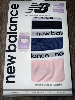 New Balance ~ Ropa interior hipster para mujer Bragas Mezcla de poliéster 3 pares ~ M Foto 1 de 3