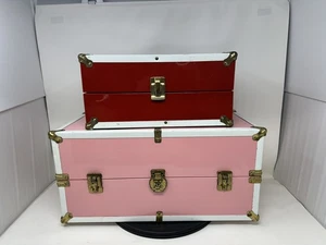 Rot & Rosa Puppe Dampfgarer Koffer Paar Vintage von Atco 1960er 18" & 13" - Bild 1 von 18