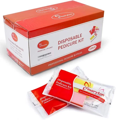 Kit de pedicura desechable de 3 piezas, lima de uñas de madera grano 100/180, tampón naranja 80/1 Foto 1 de 4