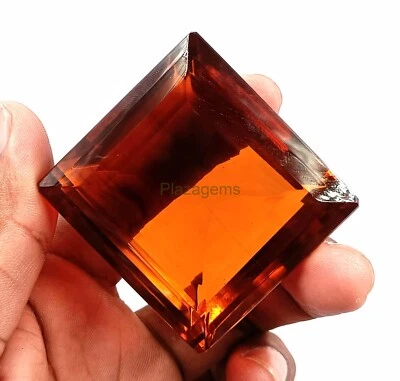 PIEDRA PRECIOSA CORTE ESMERALDA TRANSPARENTE CITRINO NARANJA CERTIFICADO 695 CT CULTIVADO EN LABORATORIO 4JKK Foto 1 de 4