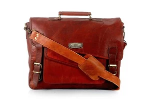 Men's Genuine Leather Vintage Laptop Push Lock Briefcase Bag Satchel Messenger - Picture 1 of 5