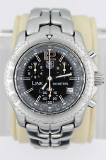 Tag Heuer Mens Watch CT1111.BA0550 Black Link Chronograph Silver Professional SS