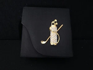 Marg of Pepper Pike, Ohio Black Women Evening Bag with Gold Tone Golf Bag Emblem - Picture 1 of 8