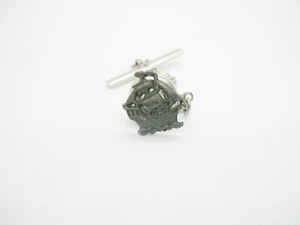 Vintage Tie Tack Caravel Sail Ship Novelty Tie Pin with chain Necktie Accessory - Picture 1 of 3