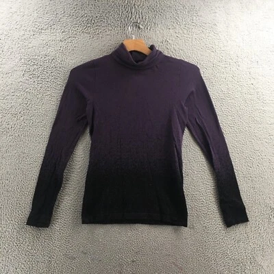 Top Athleta Cuello Tortuga Mujer Grande Púrpura Negro Ombre Manga Larga Capa Base Foto 1 de 4