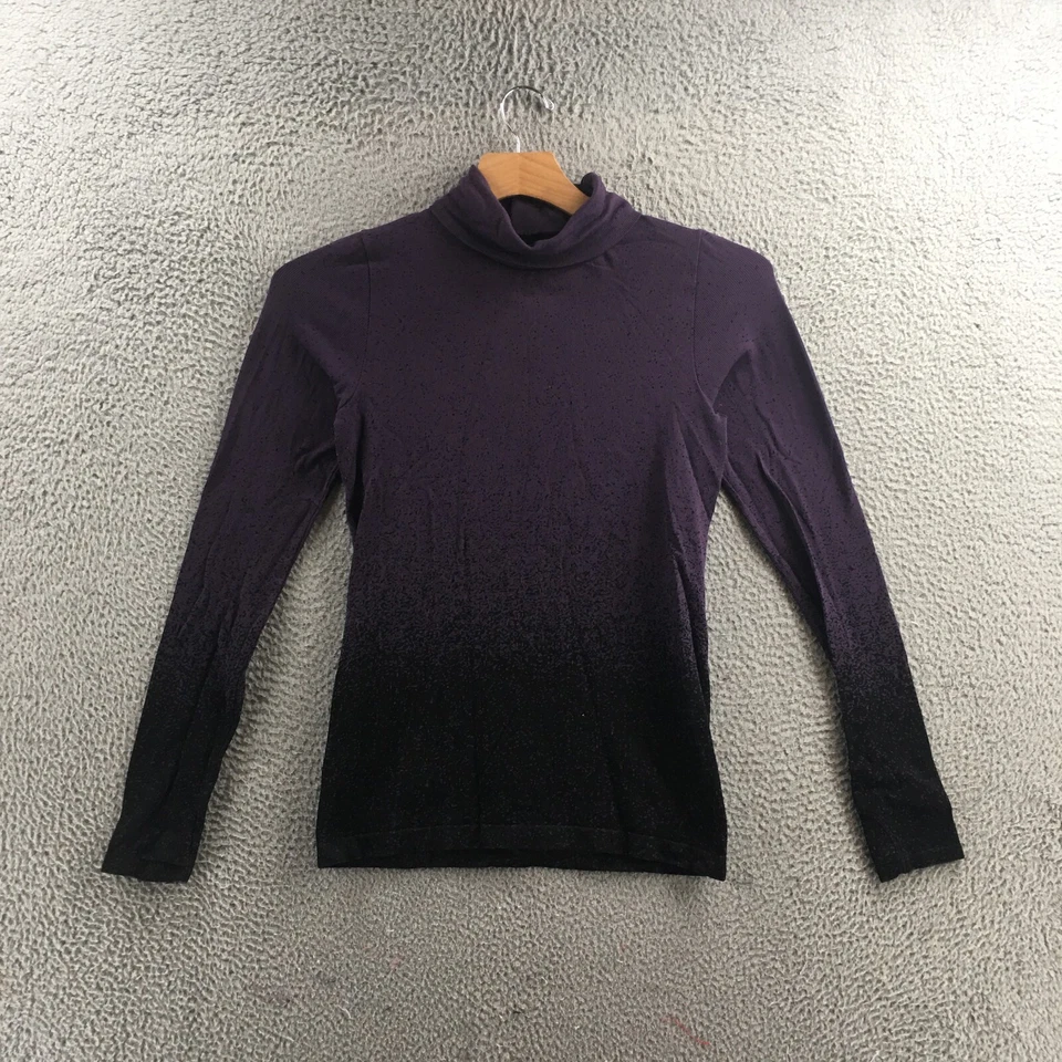 Top Athleta Cuello Tortuga Mujer Grande Púrpura Negro Ombre Manga Larga Capa Base Foto 1 de 4