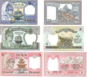 NEPAL 1, 2, 5 Rupee (1987-91) Pick 37, 29, 30 Uncirculated *RARE* - Picture 1 of 1