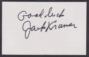Jack Kramer, American Tennis Player, Ranked #1 in the 1940s and 50s, signed card - Picture 1 of 1