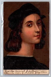 Cartolina autoritratto Raffaello Sanzio timbrata 1907 - Foto 1 di 2