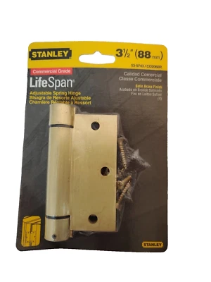 Hardware de puerta con bisagra de resorte ajustable Stanley de 3 1/2" latón de grado comercial Foto 1 de 4