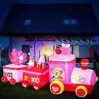  8.2 ft Valentine's Day Light Inflatable Train LED Blow up Train with Bear 