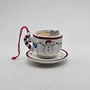Ceramic Christmas Decoration Ornament Cup of Cocoa Hot Chocolate Marshmallow - Picture 1 of 6