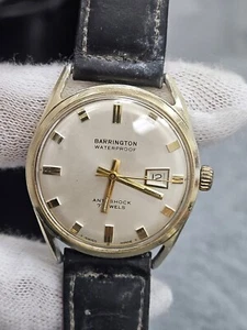 Vintage BARRINGTON (By Oris) Men's Manual Wind Up Date Watch Gold Tone RUNNING - Picture 1 of 9