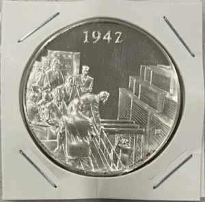 1.2 OZ. STERLING SILVER ROUND FRANKLIN MINT "Sustained Nuclear Chain Reaction" - Picture 1 of 2