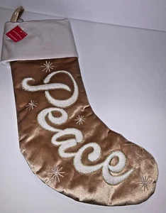 NUOVA Calza Natalizia Oro e Bianco 18" con Disegno PACE di WONDERSHOP Target - Foto 1 di 9
