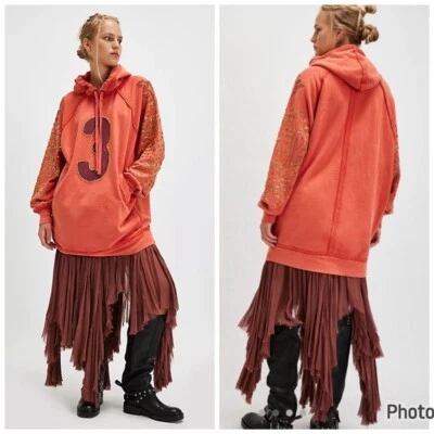 Sudadera con Capucha Free People Sparkle Daze Kango Naranja Adornada Lentejuelas Mediana Foto 1 de 4