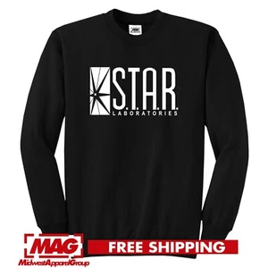 S.T.A.R LABS SCHWARZ RUNDHALSAUSSCHNITT Comic Superheld Flash Lightning DC Star Laboratories - Bild 1 von 3