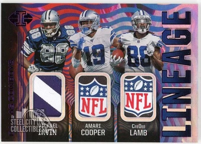 Tarjeta de parche de linaje Illusions 2020 Michael Irvin Amari Cooper CeeDee Lamb #L6 1/1 Foto 1 de 2