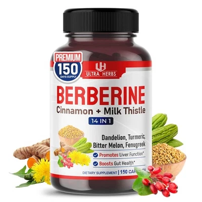 Berberina Premium com Canela, Cardo de Leite - Promove a Função Hepática, Intestino... - Imagem 1 de 4