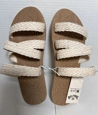 Sandalias Billabong Lily Jane Slide EE. UU. Talla 10 Para Mujer NUEVAS Marfil Trenzado Foto 1 de 4