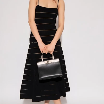 Vestido otomano Emporio Armani talla 42IT/6US negro tejido transparente elegante noche Foto 1 de 4