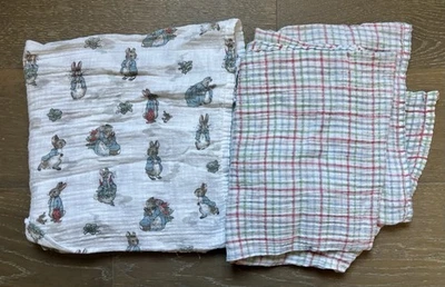 Pottery Barn Kids Peter Rabbit Organic Cotton Blankets Set of 2 - Image 1 of 4