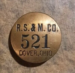 Vtg Dover Ohio Reeves Steel & Milling Co. Employee ID Pin Badge #521 R.S.&M. Co  - Picture 1 of 5
