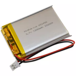 Batteria Lipo 1s 3,7V 1200mAh Ph 2.0 PCB Tablet GPS Monitor Bicicletta 653450 - Foto 1 di 1