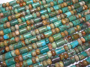 Cuentas de cañón de tubo turquesa de América del Norte 9x6 mm hebra de 16" con espaciadores - Imagen 1 de 4
