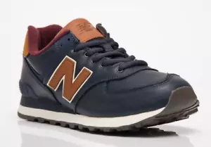 New Balance Sneakers Sportive Uomo Pelle Blu/Marrone 574 UK 6.5-9.5 - Foto 1 di 13