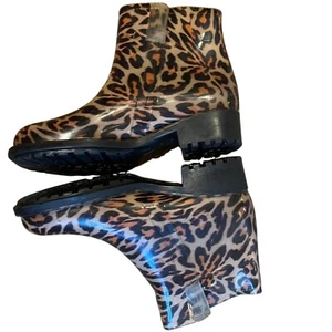 Nicola Hill Tier Gummi Leopardenmuster Regenstiefel Chelsea Knöchel zum Überziehen Größe 7 - Bild 1 von 8