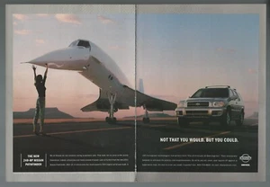 2001 NISSAN PATHFINDER 2-page advertisement, racing a Concorde, print ad - Bild 1 von 3