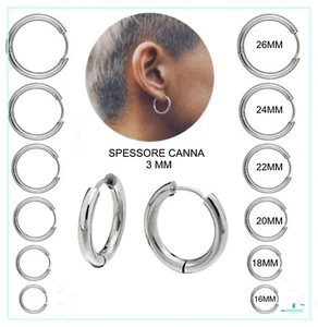 Ohrringe Creolen Stahl Herren Damen Piratenring 3x16-18-20-22-24-26mm - Bild 1 von 13