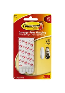 3M Command Strips Picture Poster Hanging Hangers Large Refill 6 pack 17023P-ES - Picture 1 of 3