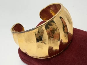 QVC VERONESE ITALY 18K GOLD ON STERLING SILVER 7.5 IN HUGE CUFF BRACELET 40MM - Picture 1 of 7