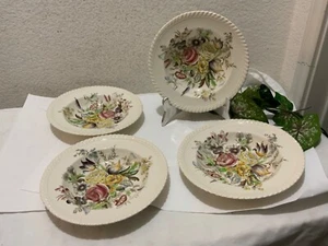 Vintage Johnson Bros England Windsor Ware Garden Bouquet 8” Salad set 4 G12 - Picture 1 of 9