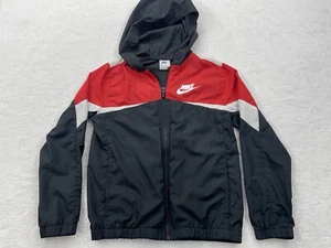 Boys Medium Red & Black Nike Windbreaker Jacket Running Walking Swoosh - Picture 1 of 9