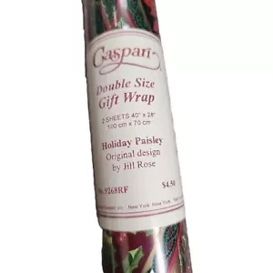 Vintage Caspari double size Gift Wrap Holiday paisley (9268Rf) 2 sheets 40"x28" - Picture 1 of 6